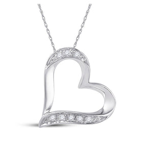 Diamond Heart & Love Symbol Pendant | 10kt White Gold Womens Round Diamond Heart Outline Pendant .03 Cttw | Splendid Jewellery GND
