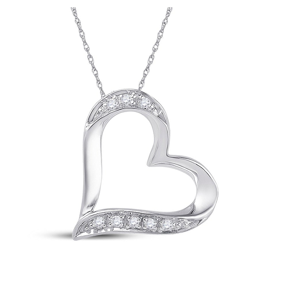 Diamond Heart & Love Symbol Pendant | 10kt White Gold Womens Round Diamond Heart Outline Pendant .03 Cttw | Splendid Jewellery GND