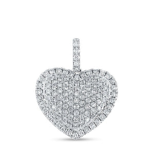 Diamond Heart & Love Symbol Pendant | 10kt White Gold Womens Round Diamond Heart Pendant 1-1/4 Cttw | Splendid Jewellery GND