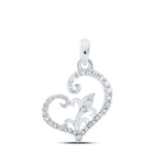 Enchanting Diamond Heart & Love Symbol Pendant Top view from the 10Kt White Gold Womens Round Diamond Heart Pendant 1 10 Cttwpin213381 collection by Splendid Jewellery