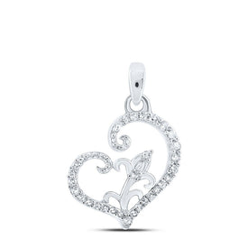 Enchanting Diamond Heart & Love Symbol Pendant Top view from the 10Kt White Gold Womens Round Diamond Heart Pendant 1 10 Cttwpin213381 collection by Splendid Jewellery