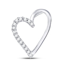 Load image into Gallery viewer, Radiant Love: 10kt White Gold Diamond Heart Pendant Top view from the 10Kt White Gold Womens Round Diamond Heart Pendant 1 10 Cttwpin40780 collection by Splendid Jewellery