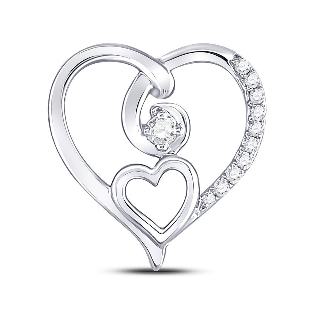 Diamond Heart & Love Symbol Pendant | 10kt White Gold Womens Round Diamond Heart Pendant 1/10 Cttw | Splendid Jewellery GND