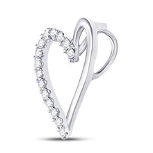 Load image into Gallery viewer, Radiant Love: 10kt White Gold Diamond Heart Pendant Side view from the 10Kt White Gold Womens Round Diamond Heart Pendant 1 10 Cttwpin40780 collection by Splendid Jewellery