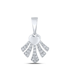 Radiant Love Diamond Pendant | 10kt White Gold Heart-Shaped Necklace with Sparkling Diamonds Top view from the 10Kt White Gold Womens Round Diamond Heart Pendant 1 10 Cttwpin210875 collection by Splendid Jewellery