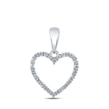 Load image into Gallery viewer, Eternal Love Diamond Heart Pendant Top view from the 10Kt White Gold Womens Round Diamond Heart Pendant 1 10 Cttwpin210773 collection by Splendid Jewellery