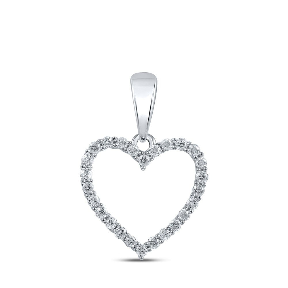 Diamond Heart & Love Symbol Pendant | 10kt White Gold Womens Round Diamond Heart Pendant 1/10 Cttw | Splendid Jewellery GND