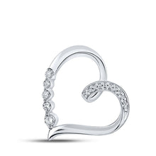 Load image into Gallery viewer, Captivating Love and Diamond Heart Pendant in 10kt White Gold Top view from the 10Kt White Gold Womens Round Diamond Heart Pendant 1 10 Cttwpin210713 collection by Splendid Jewellery