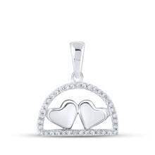 Load image into Gallery viewer, Sparkling Love Diamond Pendant - 10kt White Gold Heart Necklace with Round Diamonds Top view from the 10Kt White Gold Womens Round Diamond Heart Pendant 1 10 Cttwpin210849 collection by Splendid Jewellery
