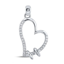 Load image into Gallery viewer, 10kt White Gold Diamond Heart &amp; Love Symbol Pendant Top view from the 10Kt White Gold Womens Round Diamond Heart Pendant 1 10 Cttwpin221128 collection by Splendid Jewellery