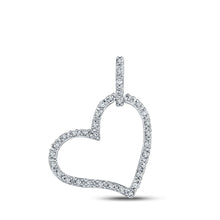 Load image into Gallery viewer, Sparkling Love Affair Diamond Pendant Top view from the 10Kt White Gold Womens Round Diamond Heart Pendant 1 12 Cttwpin210735 collection by Splendid Jewellery