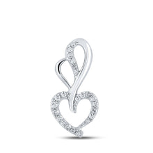 Load image into Gallery viewer, Radiant Love: 10kt White Gold Diamond Heart Pendant Top view from the 10Kt White Gold Womens Round Diamond Heart Pendant 1 12 Cttwpin210856 collection by Splendid Jewellery