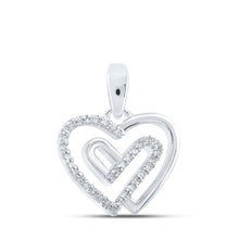 Load image into Gallery viewer, Enchanting Love and Diamond Heart Pendant Top view from the 10Kt White Gold Womens Round Diamond Heart Pendant 1 12 Cttwpin213315 collection by Splendid Jewellery