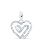 Enchanting Love and Diamond Heart Pendant Top view from the 10Kt White Gold Womens Round Diamond Heart Pendant 1 12 Cttwpin213315 collection by Splendid Jewellery