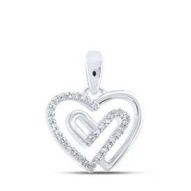 Enchanting Love and Diamond Heart Pendant Top view from the 10Kt White Gold Womens Round Diamond Heart Pendant 1 12 Cttwpin213315 collection by Splendid Jewellery