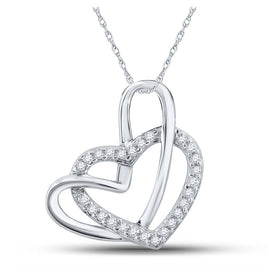 Captivating Love and Diamond Heart Pendant Top view from the 10Kt White Gold Womens Round Diamond Heart Pendant 1 12 Cttwpin280638 collection by Splendid Jewellery