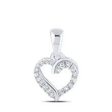 Load image into Gallery viewer, Sparkling Love: 10kt White Gold Diamond Heart Pendant Top view from the 10Kt White Gold Womens Round Diamond Heart Pendant 1 12 Cttwpin213856 collection by Splendid Jewellery