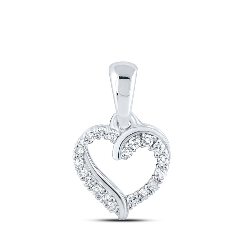 Diamond Heart & Love Symbol Pendant | 10kt White Gold Womens Round Diamond Heart Pendant 1/12 Cttw | Splendid Jewellery GND