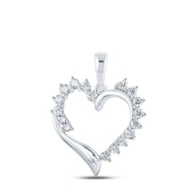 Load image into Gallery viewer, Captivating Love and Diamond Heart Pendant in 10kt White Gold Top view from the 10Kt White Gold Womens Round Diamond Heart Pendant 1 2 Cttwpin213161 collection by Splendid Jewellery