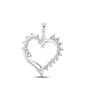 Captivating Love and Diamond Heart Pendant in 10kt White Gold Top view from the 10Kt White Gold Womens Round Diamond Heart Pendant 1 2 Cttwpin213161 collection by Splendid Jewellery