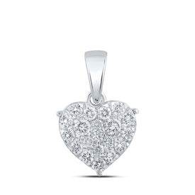 Romantic Radiance: 10kt White Gold Diamond Heart & Love Symbol Pendant Top view from the 10Kt White Gold Womens Round Diamond Heart Pendant 5 8 Cttwpin213876 collection by Splendid Jewellery