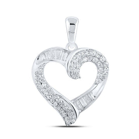 Radiant Love Diamond Pendant | 10kt White Gold Womens Round Diamond Heart Pendant 1/2 Cttw Top view from the 10Kt White Gold Womens Round Diamond Heart Pendant 1 2 Cttwpin219025 collection by Splendid Jewellery