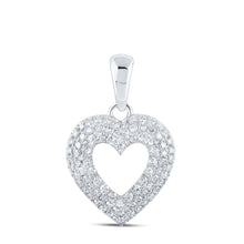 Load image into Gallery viewer, 10kt White Gold Diamond Heart &amp; Love Symbol Pendant - A Radiant Expression of Love Top view from the 10Kt White Gold Womens Round Diamond Heart Pendant 1 2 Cttwpin210100 collection by Splendid Jewellery