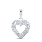 10kt White Gold Diamond Heart & Love Symbol Pendant - A Radiant Expression of Love Top view from the 10Kt White Gold Womens Round Diamond Heart Pendant 1 2 Cttwpin210100 collection by Splendid Jewellery