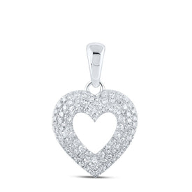 10kt White Gold Diamond Heart & Love Symbol Pendant - A Radiant Expression of Love Top view from the 10Kt White Gold Womens Round Diamond Heart Pendant 1 2 Cttwpin210100 collection by Splendid Jewellery