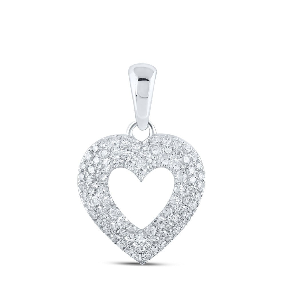 Diamond Heart & Love Symbol Pendant | 10kt White Gold Womens Round Diamond Heart Pendant 1/2 Cttw | Splendid Jewellery GND
