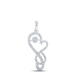 Diamond Heart & Love Symbol Pendant | 10kt White Gold Womens Round Diamond Heart Pendant 1/2 Cttw | Splendid Jewellery GND