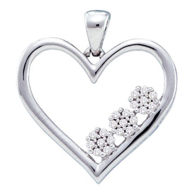 10kt White Gold Diamond Heart & Love Symbol Pendant - A Timeless Expression of Love Top view from the 10Kt White Gold Womens Round Diamond Heart Pendant 1 20 Cttwpin88330 collection by Splendid Jewellery