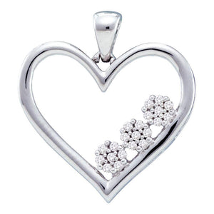 Diamond Heart & Love Symbol Pendant | 10kt White Gold Womens Round Diamond Heart Pendant 1/20 Cttw | Splendid Jewellery GND