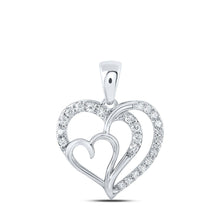 Load image into Gallery viewer, 10kt White Gold Diamond Heart &amp; Love Symbol Pendant Top view from the 10Kt White Gold Womens Round Diamond Heart Pendant 1 3 Cttwpin219003 collection by Splendid Jewellery