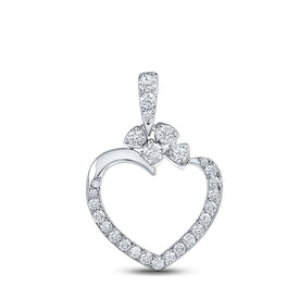 Radiant Love: 10kt White Gold Diamond Heart Pendant Top view from the 10Kt White Gold Womens Round Diamond Heart Pendant 1 3 Cttwpin282187 collection by Splendid Jewellery
