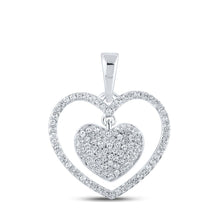 Load image into Gallery viewer, Radiant Love Diamond Pendant - 10kt White Gold Heart Necklace Top view from the 10Kt White Gold Womens Round Diamond Heart Pendant 1 3 Cttwpin210576 collection by Splendid Jewellery