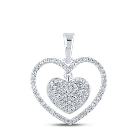 Radiant Love Diamond Pendant - 10kt White Gold Heart Necklace Top view from the 10Kt White Gold Womens Round Diamond Heart Pendant 1 3 Cttwpin210576 collection by Splendid Jewellery