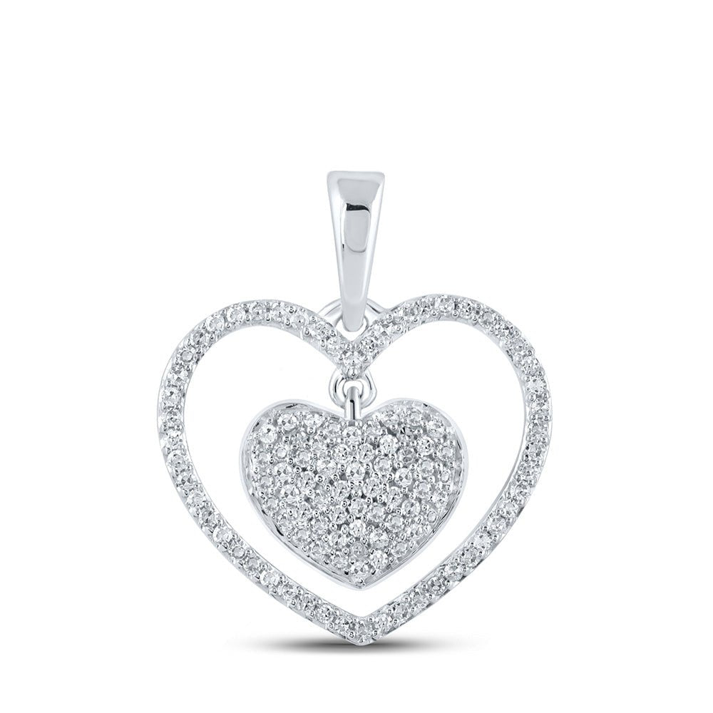 Diamond Heart & Love Symbol Pendant | 10kt White Gold Womens Round Diamond Heart Pendant 1/3 Cttw | Splendid Jewellery GND