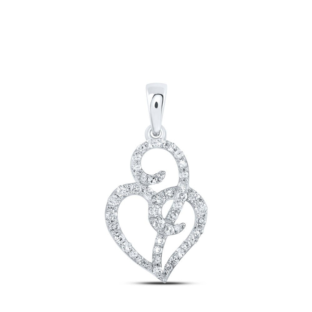 Diamond Heart & Love Symbol Pendant | 10kt White Gold Womens Round Diamond Heart Pendant 1/3 Cttw | Splendid Jewellery GND