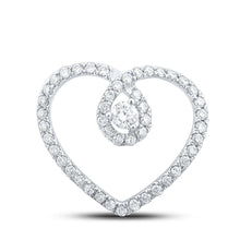 Load image into Gallery viewer, Radiant Love Diamond Pendant | 10kt White Gold Heart-shaped Pendant with Sparkling Diamonds Top view from the 10Kt White Gold Womens Round Diamond Heart Pendant 1 3 Cttwpin212006 collection by Splendid Jewellery