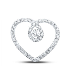 Radiant Love Diamond Pendant | 10kt White Gold Heart-shaped Pendant with Sparkling Diamonds Top view from the 10Kt White Gold Womens Round Diamond Heart Pendant 1 3 Cttwpin212006 collection by Splendid Jewellery