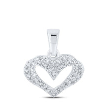 Load image into Gallery viewer, Love Sparkle: 10kt White Gold Diamond Heart Pendant Top view from the 10Kt White Gold Womens Round Diamond Heart Pendant 1 4 Cttwpin213889 collection by Splendid Jewellery