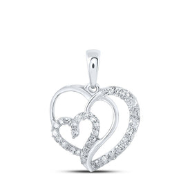 Romantic Reflections: 10kt White Gold Diamond Heart & Love Symbol Pendant Top view from the 10Kt White Gold Womens Round Diamond Heart Pendant 1 4 Cttwpin219039 collection by Splendid Jewellery