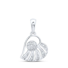 Load image into Gallery viewer, Radiant Love: 10kt White Gold Diamond Heart Pendant Top view from the 10Kt White Gold Womens Round Diamond Heart Pendant 1 4 Cttwpin219803 collection by Splendid Jewellery
