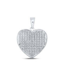 Load image into Gallery viewer, Sparkling Love: 10kt White Gold Diamond Heart Pendant Top view from the 10Kt White Gold Womens Round Diamond Heart Pendant 1 4 Cttwpin222696 collection by Splendid Jewellery