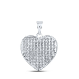 Sparkling Love: 10kt White Gold Diamond Heart Pendant Top view from the 10Kt White Gold Womens Round Diamond Heart Pendant 1 4 Cttwpin222696 collection by Splendid Jewellery