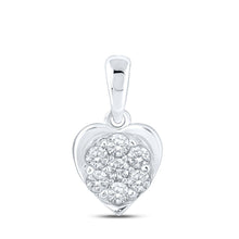 Load image into Gallery viewer, Sparkling Love: 10kt White Gold Diamond Heart Pendant Top view from the 10Kt White Gold Womens Round Diamond Heart Pendant 1 4 Cttwpin212297 collection by Splendid Jewellery