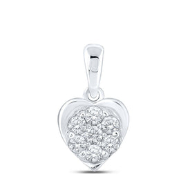 Sparkling Love: 10kt White Gold Diamond Heart Pendant Top view from the 10Kt White Gold Womens Round Diamond Heart Pendant 1 4 Cttwpin212297 collection by Splendid Jewellery