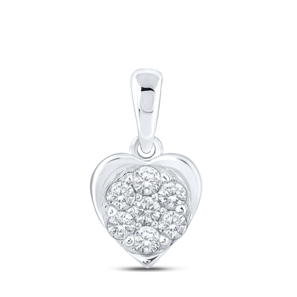 Diamond Heart & Love Symbol Pendant | 10kt White Gold Womens Round Diamond Heart Pendant 1/4 Cttw | Splendid Jewellery GND