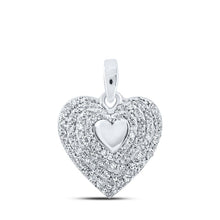 Load image into Gallery viewer, Sparkling Love Affair: 10kt White Gold Diamond Heart Pendant Top view from the 10Kt White Gold Womens Round Diamond Heart Pendant 1 4 Cttwpin213143 collection by Splendid Jewellery